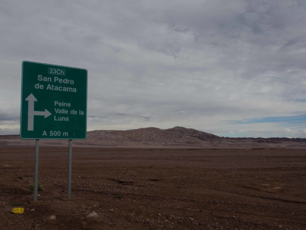 Odbočka k měsíčnímu údolí kousek přes San Pedro de Atacama