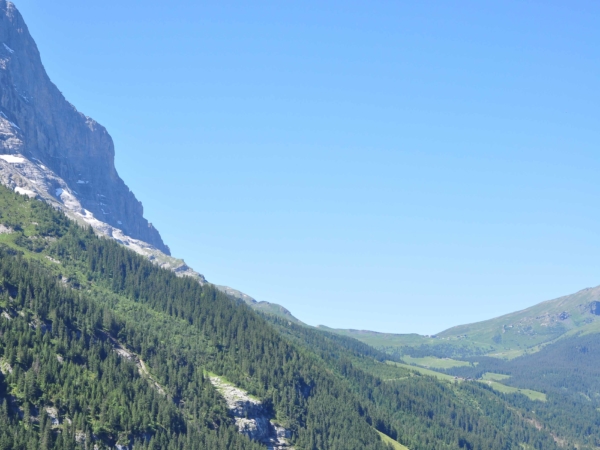 Severní stěna Eigeru a pohled k Kleine Scheideggu