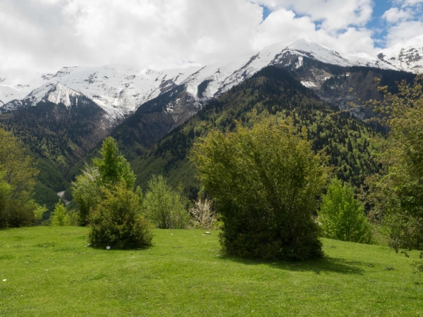 Poslední pohledy na hory Kavkazu v NP Svaneti.